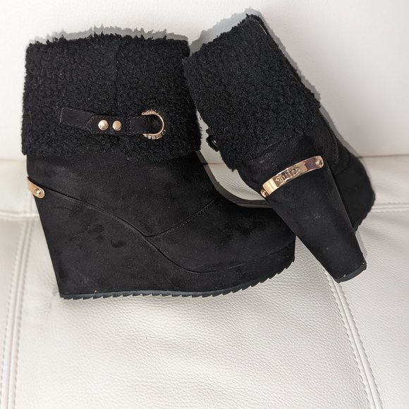 Juicy Couture Women's Buckle Wedge Ankle Boots - Picture 2 of 4